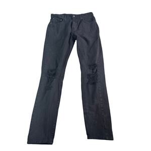 Levi's 512 Slim Taper Jeans Men's 30x32 Black Distressed Denim Red Tab